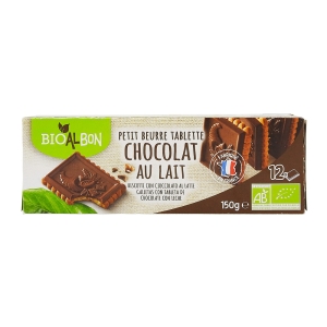 Petit beurre tablette chocolat lait BIO pqt 150g  CARTON DE 12 UVC