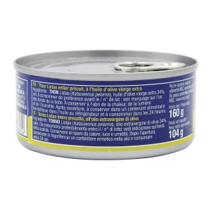 Thon listao entier à l'huile d'olive pne 104g  CARTON 48 BTE