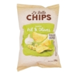Chips à l'ail et olive pqt 135g La Belle Chips<br>