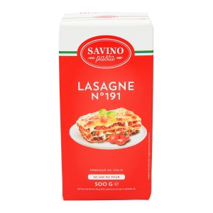 Pâtes à lasagnes paquet 500g Savino  Carton de 16 x 500gr