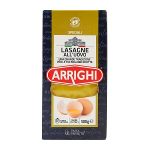 Pâtes à lasagnes aux oeufs paquet 500g Arrighi  Carton de 16 x 500gr