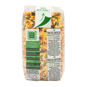 Lentilles trio BIO paquet 500g GRAIN DE FRAIS  carton de 15 X 500g