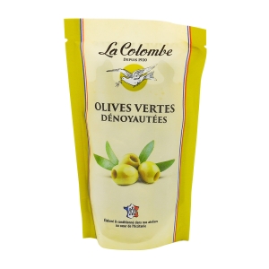 Olives vertes dénoyautées sachet de 90g la colombe  CT DE 20 SCH