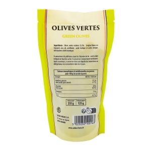 Olives vertes entières sachet 125g la colombe  CT DE 20 SCH