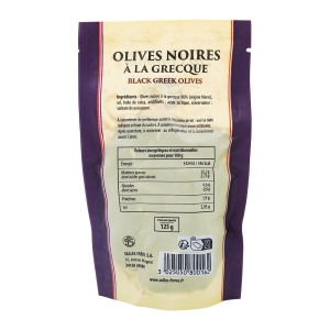 Olives noires grecque sachet 125g la colombe  CT DE 20 SCH