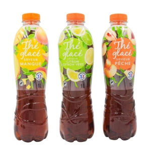 Thé glacé saveur pêche bouteille 1l  Carton de 6 bouteilles 