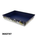 Corbeille carton rectangulaire bleu foncé 36x27x7<br>