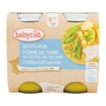 Pots légumes et cabillaud 2x200g BABYNAT<br>