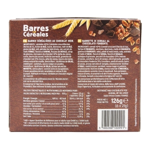 Barres de céréales au chocolat noir paquet 126g  CTN DE 9 PQT