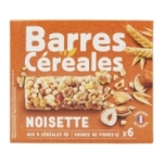 Barres de céréales aux noisettes paquet 126g<br>