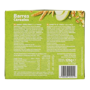 Barres de céréales aux pommes vertes paquet 126g  CTN DE 9 PQT