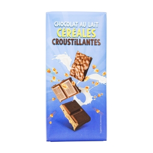 Chocolat lait céréale croustillante tablette 100g  CT DE 24 TAB