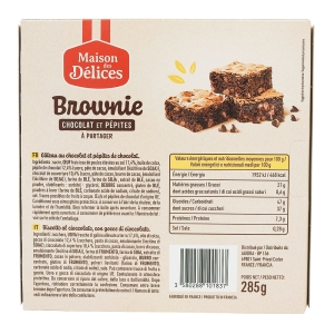 Brownie aux pépites de chocolat pqt 285g  CT DE 8 BTE
