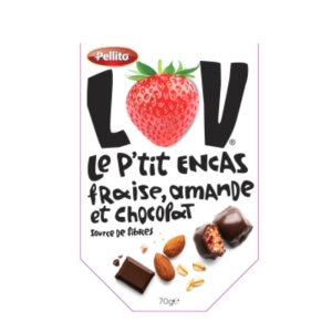 Chocolat fraise amande sachet 70g LOV  CARTON DE 8 SACHETS