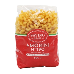 Pâtes Amorini n°190 pqt 500g Savino Pasta  carton de 24 x 500 gr