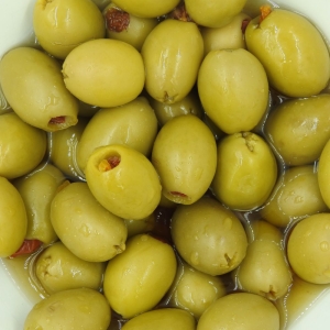 Olives vertes farcies aux tomates séchées  Boite 2 x 5kg