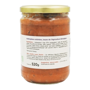 Aubergines cuisinées BIO bocal 520g  CTN DE 12 BOC