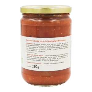 Piperade au piment d'espelette BIO bocal 520g  CTN DE 12 BOC