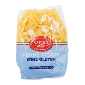 Pâtes Penne sans gluten pqt 400g Savino Pasta  ctn de 9x400gr