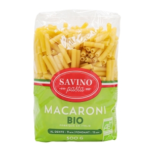 Pâtes Macaroni N°170 BIO pqt 500g Savino Pasta  ctn de 10x500gr