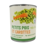 Petits pois très fins et carottes boîte 530g PNE<br>