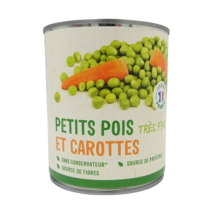Petits pois très fins et carottes boîte 530g PNE  BOITE X 12