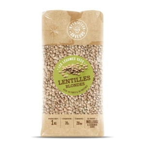 Lentilles blondes Canada paquet 1kg IDS  Carton de 8 x 1kg