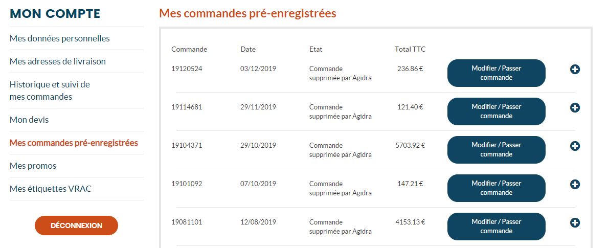 Comment pré-enregistrer vos commandes et consulter vos commandes  pré-enregistrées ? - FAQ - Agidra